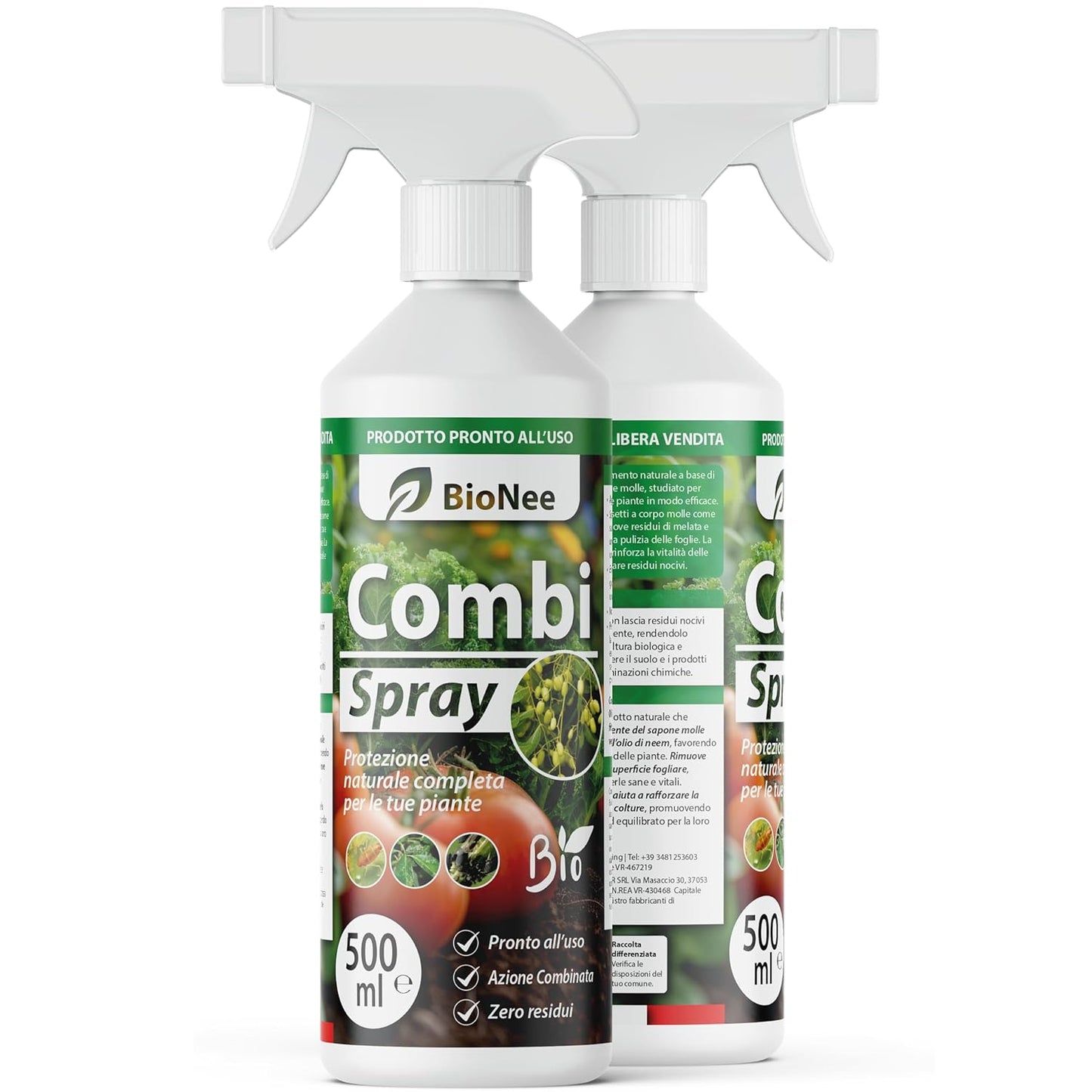 Combi Spray 500 ml | Con Olio di Neem e Sapone Molle | Naturale e Pronto all’Uso | Anti-Afidi, Cocciniglie e Fumaggine | Protegge e Pulisce le Piante
