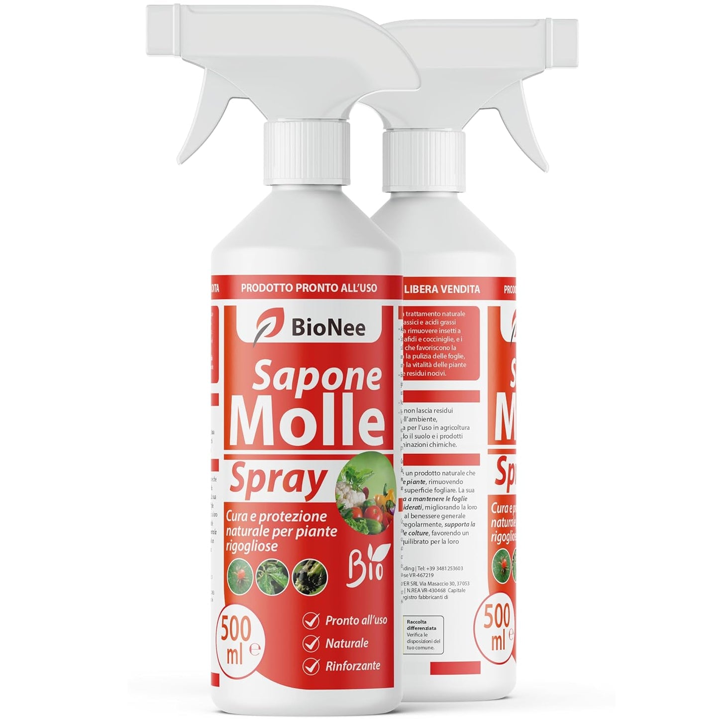 Sapone Molle Potassico Spray 500 ml – Insetticida Naturale per Piante, Afidi, Cocciniglia, Effetto Corroborante e Lava Melata