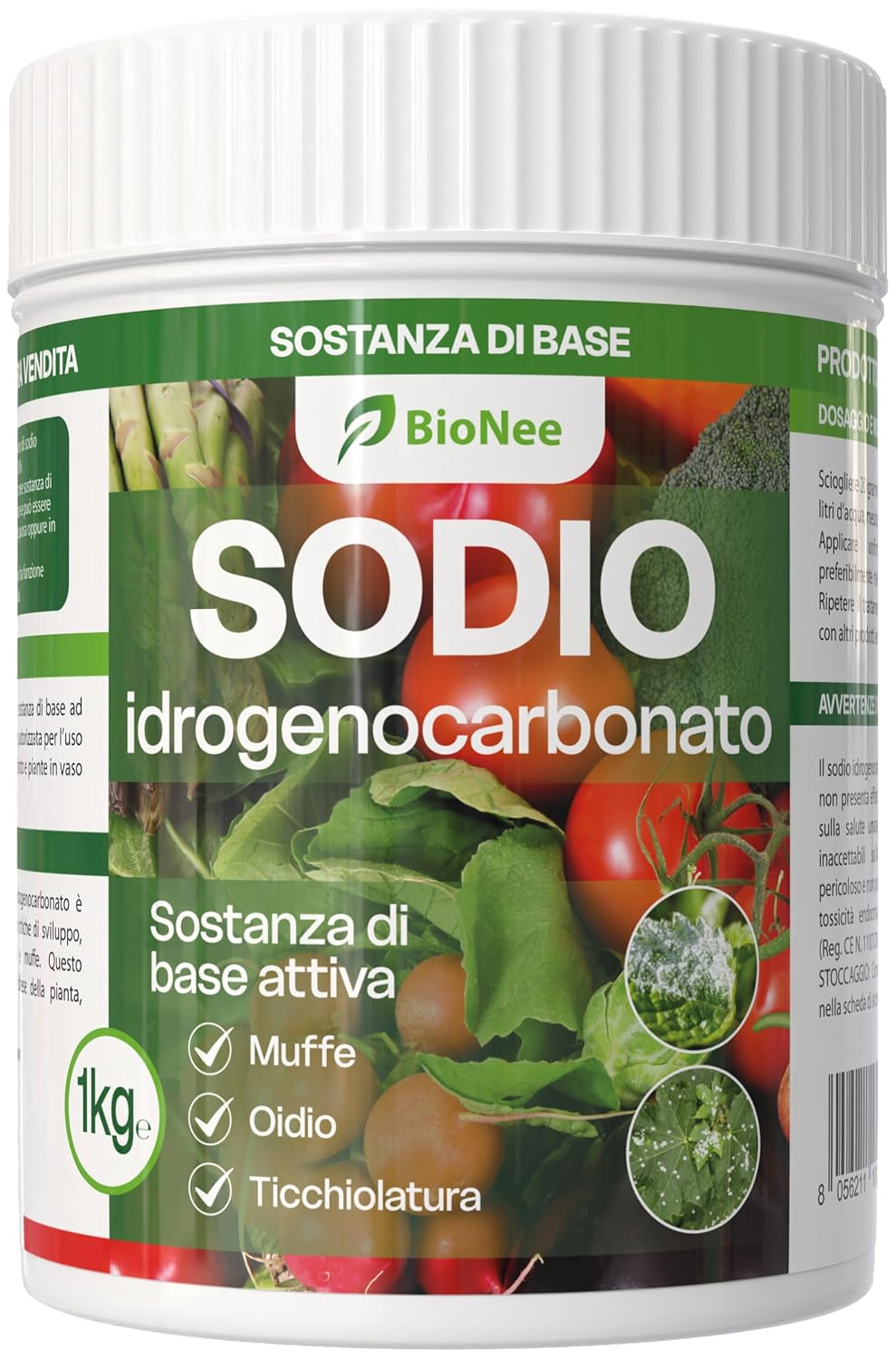 Sodio Idrogenocarbonato Bionee 1kg | Bicarbonato di Sodio Puro | Fungicida Naturale per Piante | Muffe, Oidio, Ticchiolatura | Prodotto di Libera Vendita