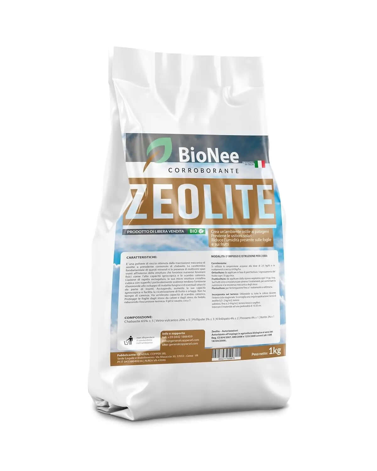 Bionee_ZEOLITE Potenzia le Difese naturali IN POLVERE PURA ULTRA MICRONIZZATA 20MY 1 kg Verdecobre