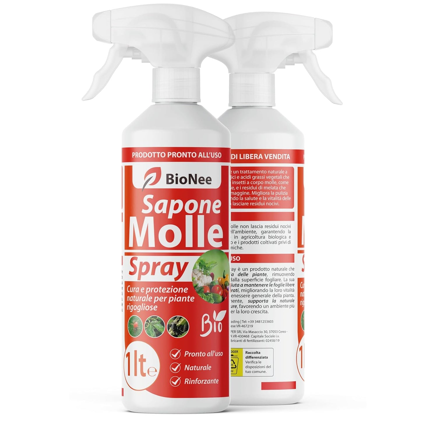 Sapone Molle Potassico Spray 1 lt – Insetticida Naturale per Piante, Afidi, Cocciniglia, Effetto Corroborante e Lava Melata