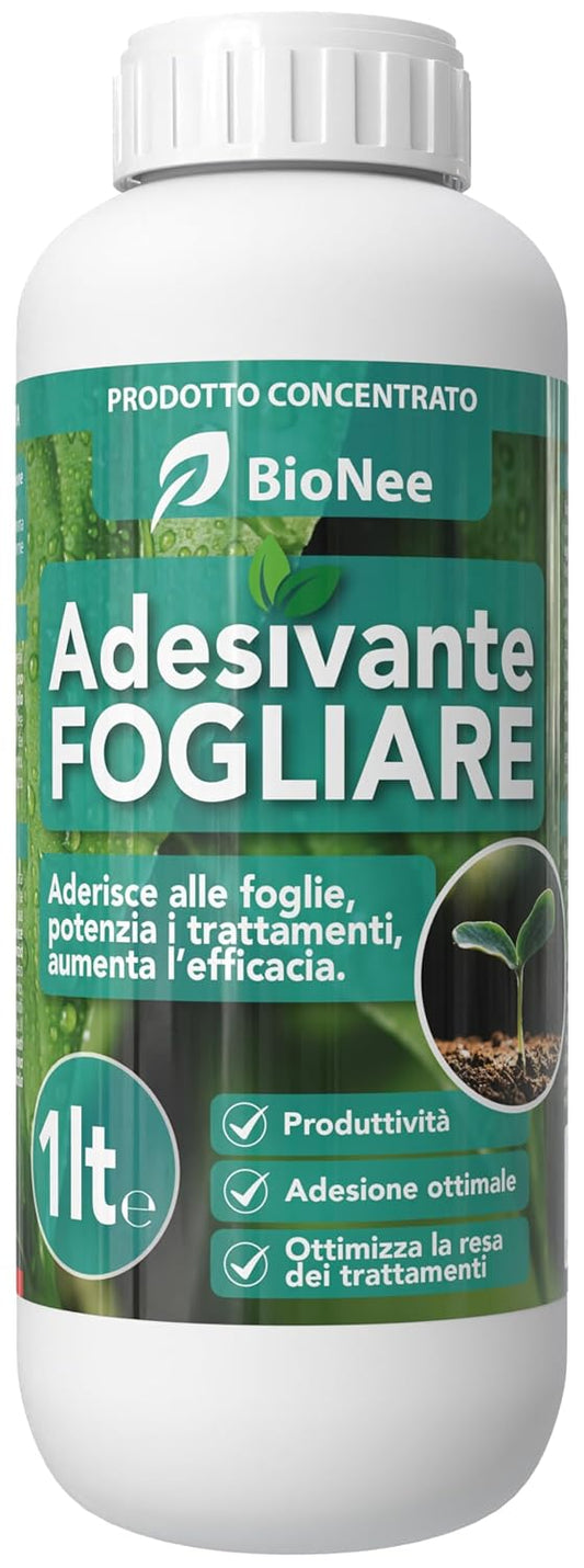 Bionee Adesivante Fogliare – Coadiuvante Tecnico a Base di Estratti Vegetali per Migliorare l’Adesione dei Trattamenti e l’Assimilazione dei Nutrienti – 1 Litro