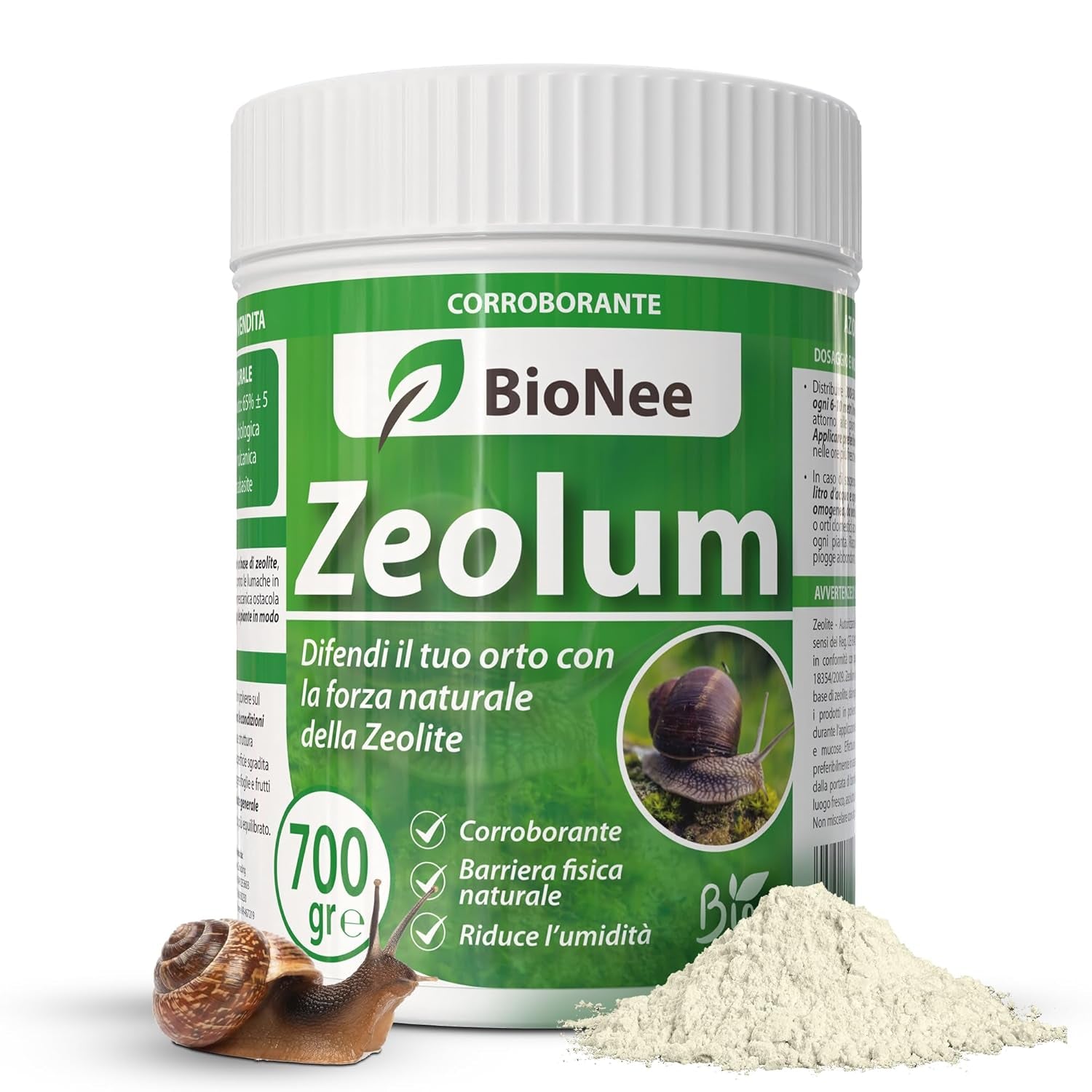 Zeolum – Barriera Naturale a Base Di Zeolite per Orto E Giardino | Corroborante Antilumache per Uso Hobbistico | Polvere Asciutta O Nebulizzata | Agricoltura Biologica