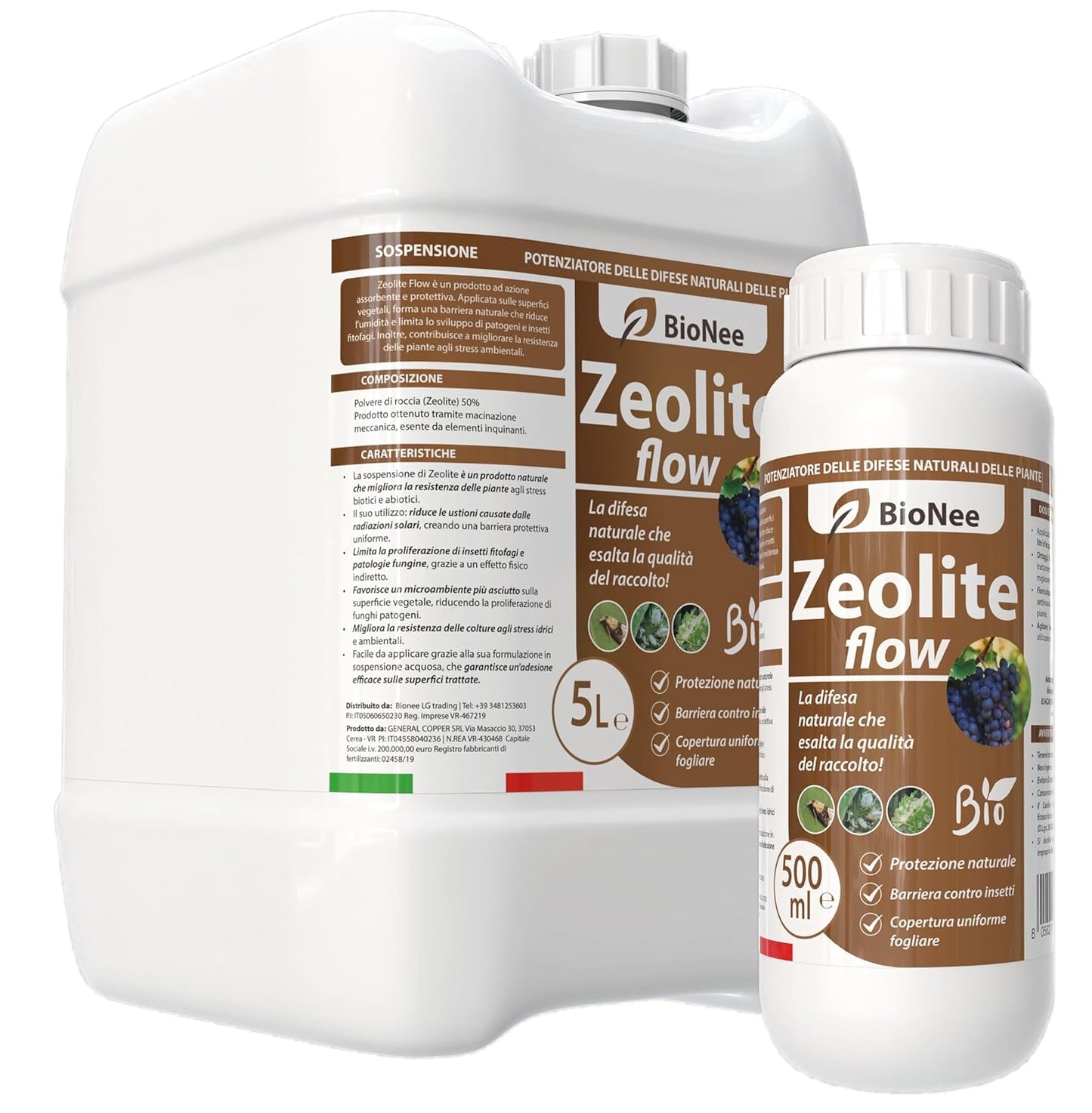 Zeolite Flow in sospensione – Corroborante Naturale per Piante – Barriera Protettiva Antifungo e Insetti – Ammesso in Agricoltura Biologica (5 L)