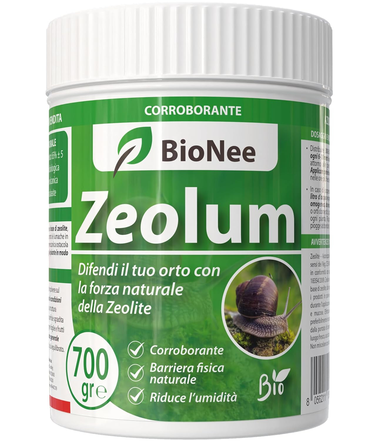 Zeolum – Barriera Naturale a Base Di Zeolite per Orto E Giardino | Corroborante Antilumache per Uso Hobbistico | Polvere Asciutta O Nebulizzata | Agricoltura Biologica