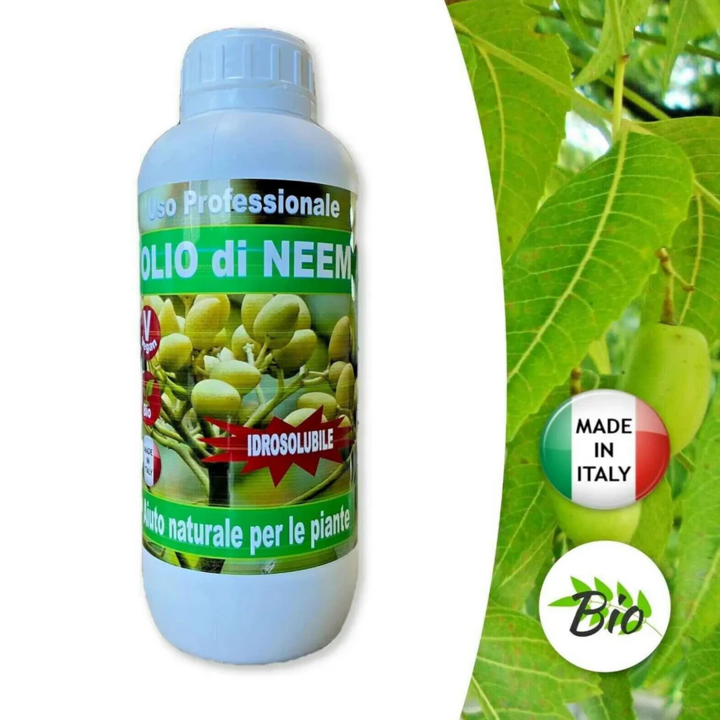 Olio di Neem - insetticida naturale biologico solubile in acqua - 1 litro