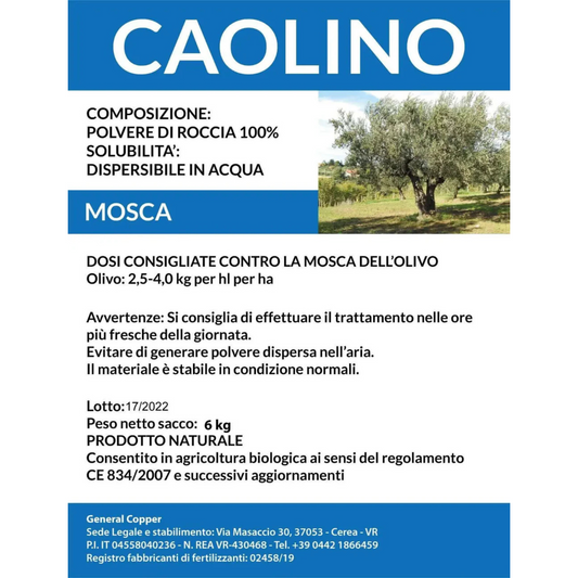 Caolino corroborante potenziatore difese naturali MOSCA DELL'OLIVO 12 kg (6kgx2)